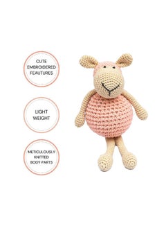 Happy Threads Handmade Crocheted Cheerful Sheep (5 inch) – Pink | Crochet Toys | Child Safe | for Babies 6 Months & Above | Dolls for Boys/Girls| For Birthday Gift | Decorative Items for Room  - Image 2