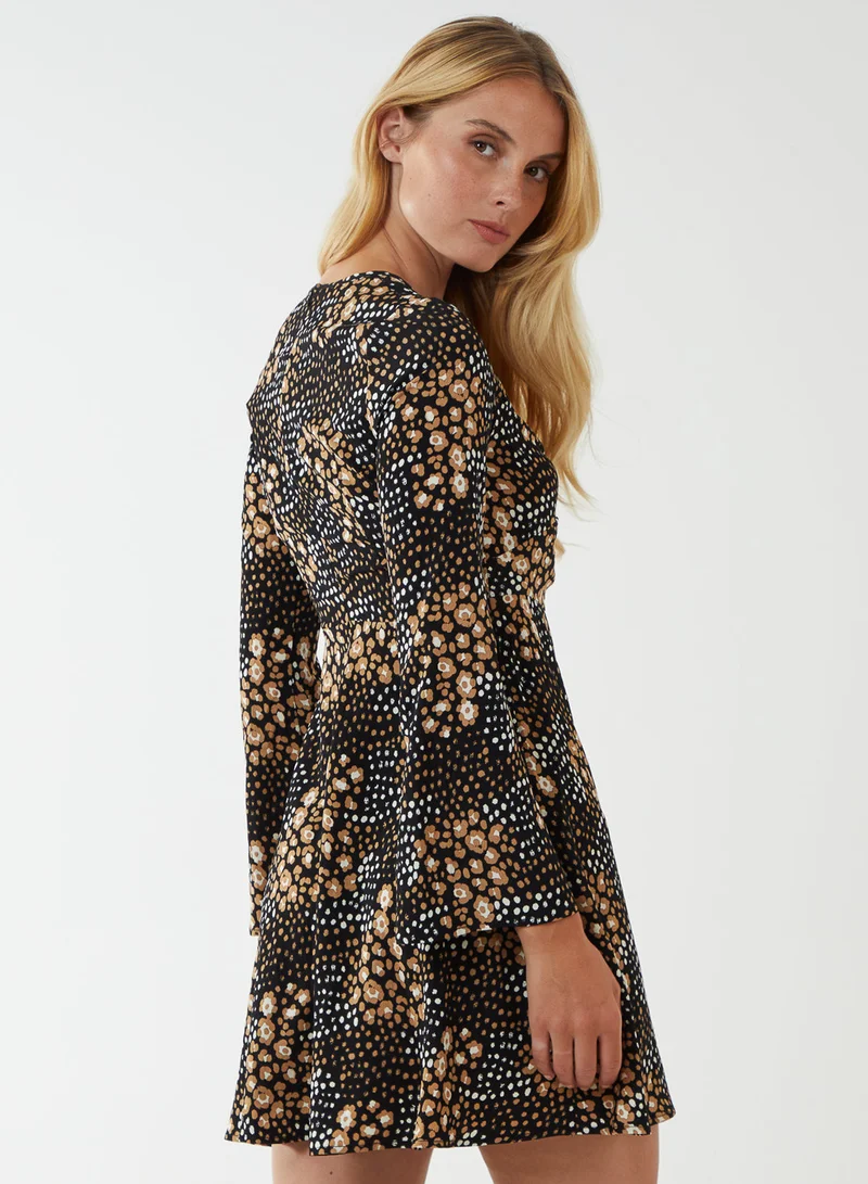 Blue Vanilla Twist Front Mini Skater Dress