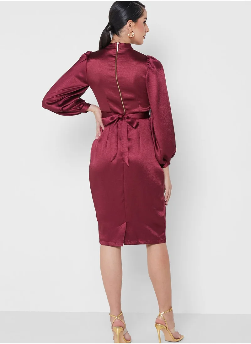 Closet London High Neck Keyhole Dress