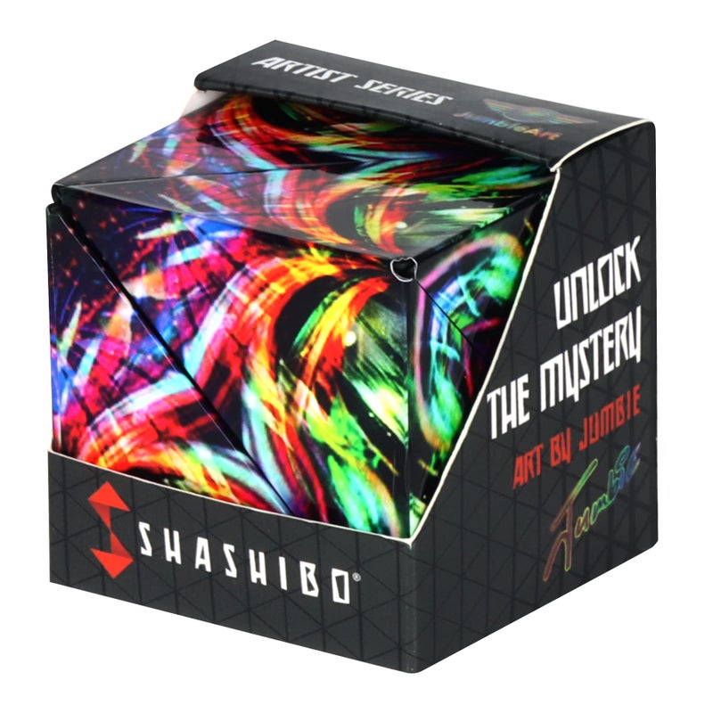 SHASHIBO Shape Shifting Box - Award-Winning, Patented Fidget Cube w/ 36 Rare Earth Magnets - Transforms Into Over 70 Shapes, Download Fun in Motion Toys Mobile App (Artist Series - Cosmic Surfer) - Image 1