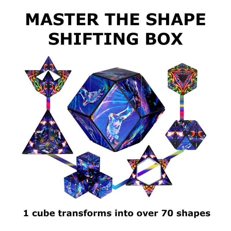 SHASHIBO Shape Shifting Box - Award-Winning, Patented Fidget Cube w/ 36 Rare Earth Magnets - Transforms Into Over 70 Shapes, Download Fun in Motion Toys Mobile App (Artist Series - Cosmic Surfer) - Image 4