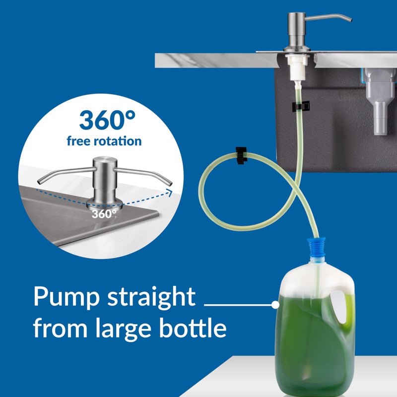 YOFOCOO Soap Dispenser For Kitchen Sink(Brushed Nickel) Stainless Steel Countertop Dish Soap Dispenser Pump With 47 '' Extension Tube Kit - Image 4