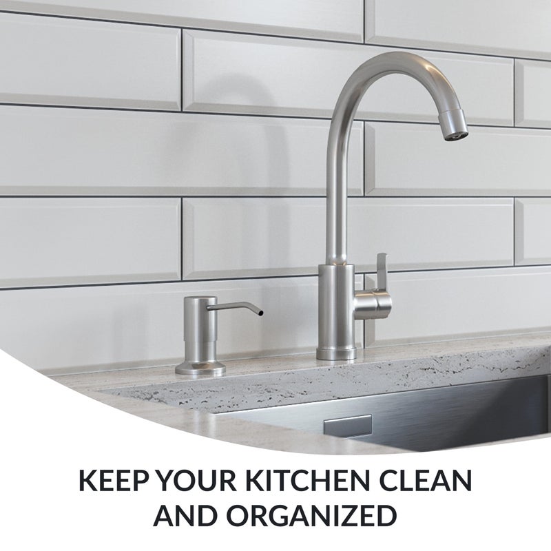 YOFOCOO Soap Dispenser For Kitchen Sink(Brushed Nickel) Stainless Steel Countertop Dish Soap Dispenser Pump With 47 '' Extension Tube Kit - Image 5