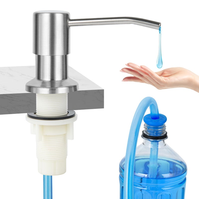 YOFOCOO Soap Dispenser For Kitchen Sink(Brushed Nickel) Stainless Steel Countertop Dish Soap Dispenser Pump With 47 '' Extension Tube Kit - Image 1