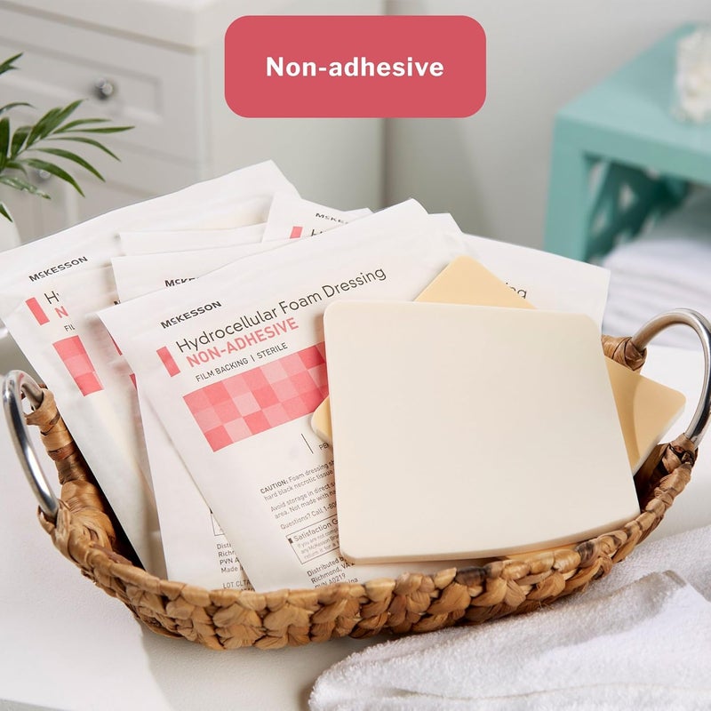 McKesson Hydrocellular Foam Dressings NonAdhesive with Film Backing Absorbent Wound Care Supplies  4 in x 4 in 10 Count 1 Pack - Image 4