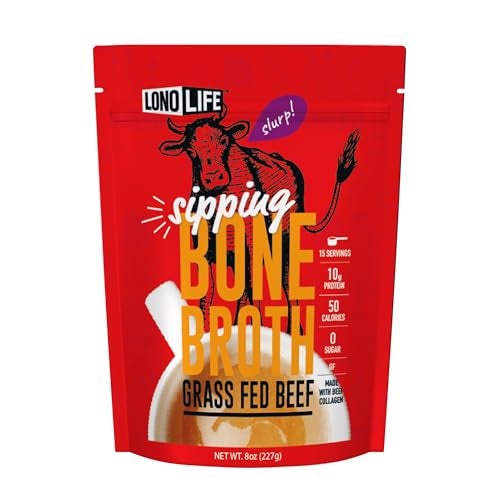 LonoLife Beef Bone Broth Powder Mix  GrassFed 10g Protein  CollagenRich Keto  Paleo Friendly  Natural Ingredients  8oz Bulk Container 15 Servings - Image 1