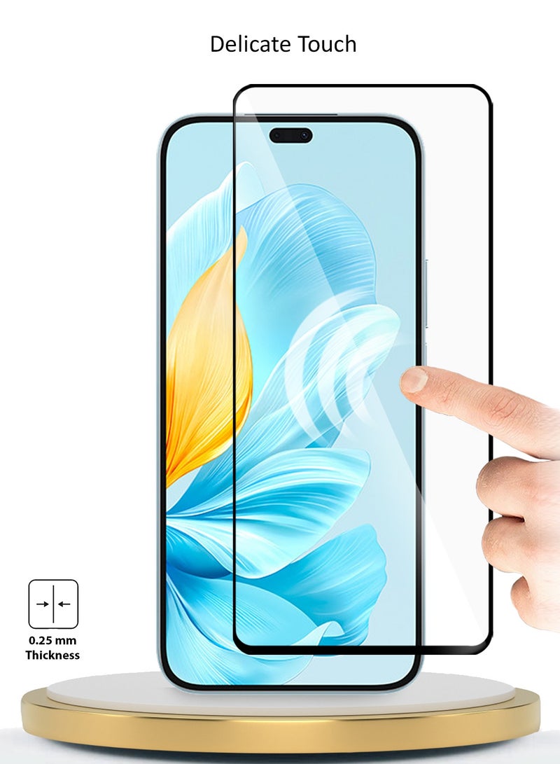 Wtech Honor 200 Lite 5G 2024 Premium E2E Full Glue Full Cover Tempered Glass Screen Protector (MSGECN) - Clear/Black - Image 4