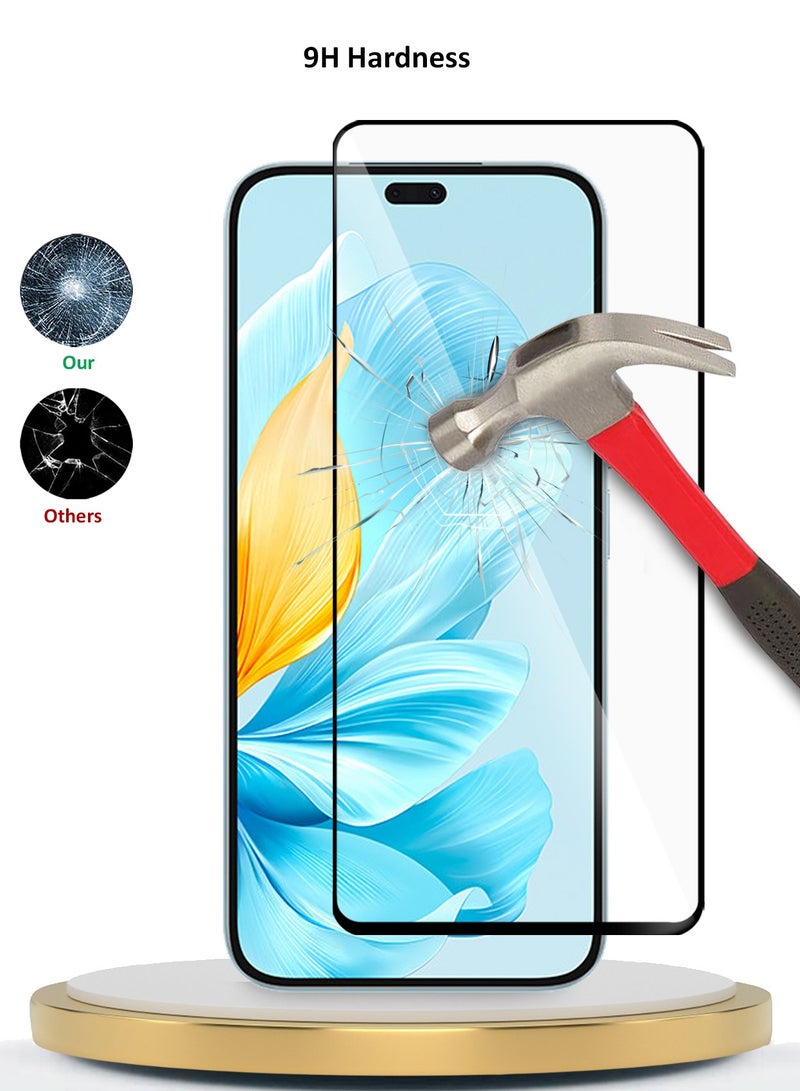 Wtech Honor 200 Lite 5G 2024 Premium E2E Full Glue Full Cover Tempered Glass Screen Protector (MSGECN) - Clear/Black - Image 3