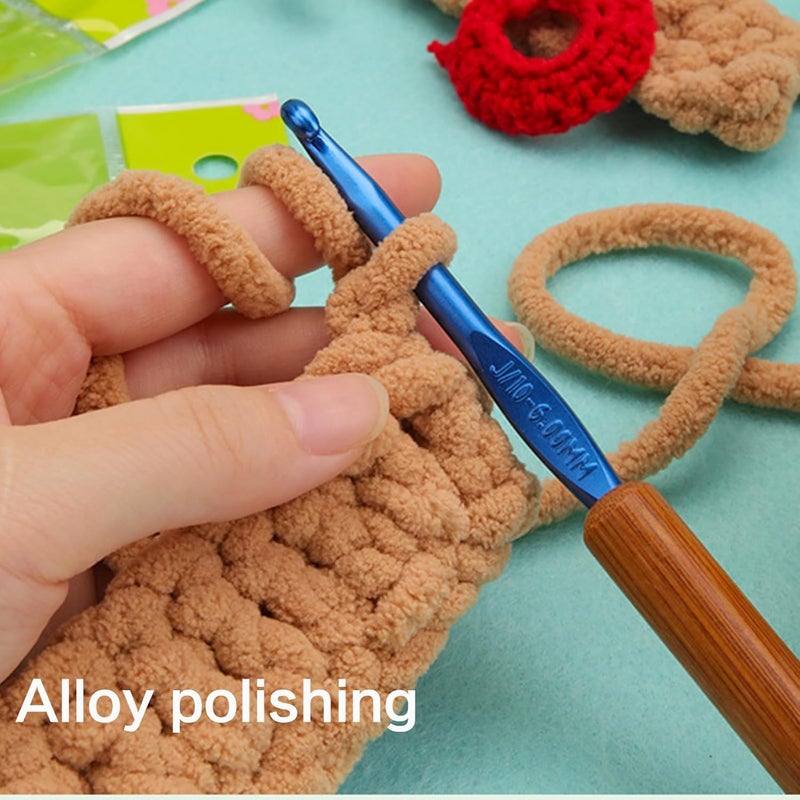 Ergonomic Tunisian Crochet Hook Wood Handle Aluminium Tunisian Crochet Hook for Knitting Hair Braiding Rug Carpet Making - T6 - Image 2