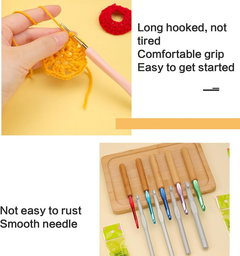 Ergonomic Tunisian Crochet Hook Wood Handle Aluminium Tunisian Crochet Hook for Knitting Hair Braiding Rug Carpet Making - T6 - Image 4