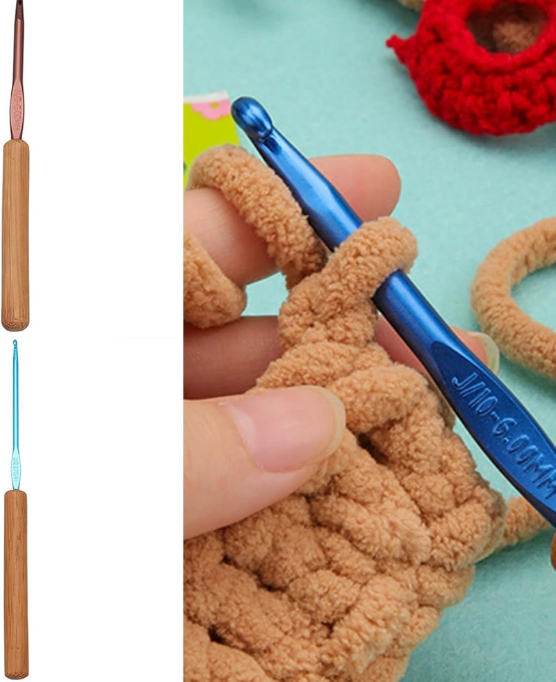 Ergonomic Tunisian Crochet Hook Wood Handle Aluminium Tunisian Crochet Hook for Knitting Hair Braiding Rug Carpet Making - T6 - Image 1
