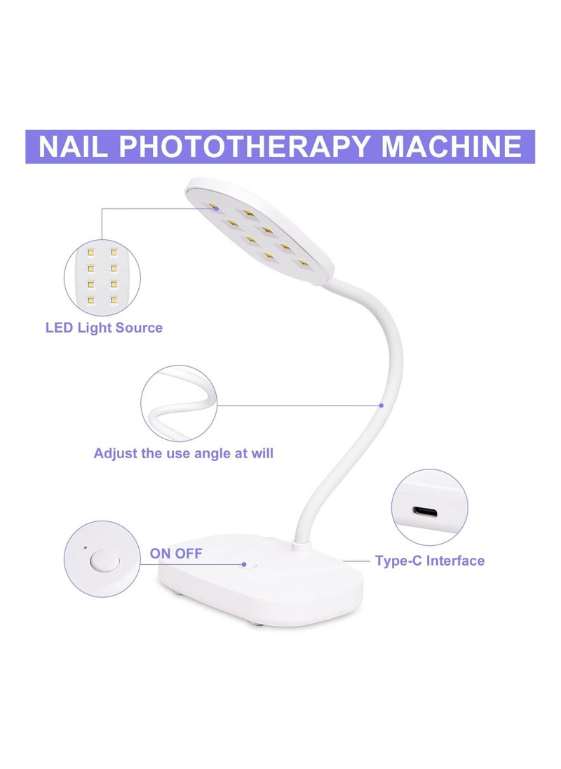Arabest - Portable Fast Drying Nail Polish Rotatable Gooseneck Flash Curing Lamp (White) - Image 1