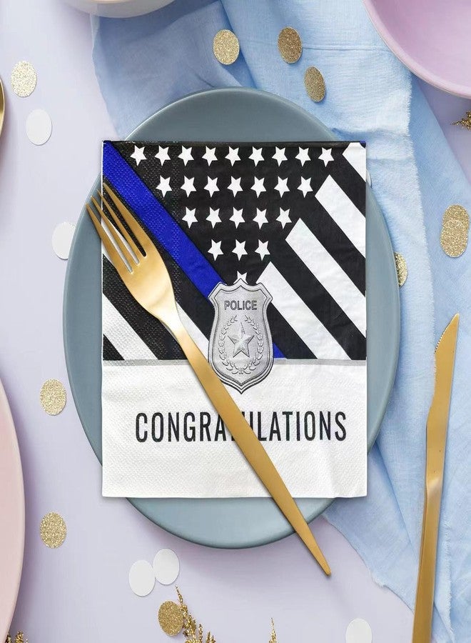 DodelyGz 50 Pcs Police Themed Paper Napkins,Police Officer Party Supplies - Image 3