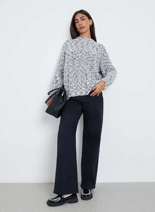 ستايلي سويتر محبوك بخيوط متعددة وقصة عادية