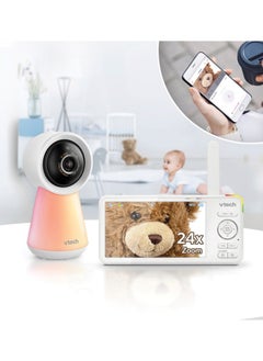 vtech نظام مراقبة الطفل بالفيديو الذكي Wi Fi 1080P مع 5 بوصات. عرض الضوء الليلي والوصول عن بعد باللون الأبيض  - Image 3