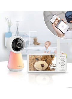 vtech نظام مراقبة الطفل بالفيديو الذكي Wi Fi 1080P مع 5 بوصات. عرض الضوء الليلي والوصول عن بعد باللون الأبيض  - Image 5