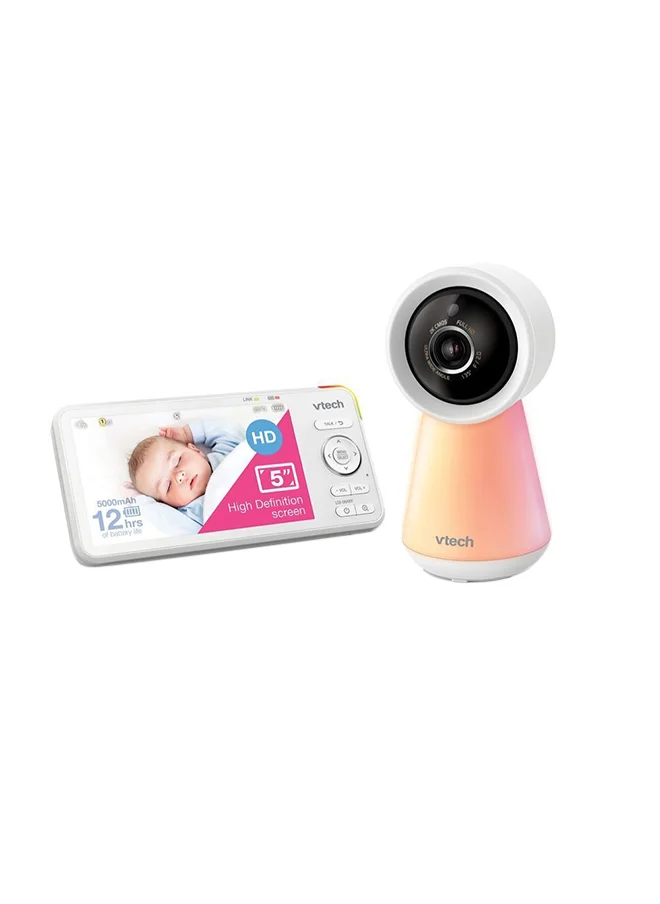 في تك Smart Wi Fi 1080P Video Baby Monitor System With 5 In. Display Night Light And Remote Access - White