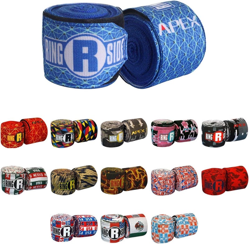 Ringside Apex 180” Boxing Hand Wraps Pair - Durable, Elastic Training Wraps with Hook & Loop Closure, Multi-Color Options, Perfect for MMA, Muay Thai, Kickboxing - Image 1