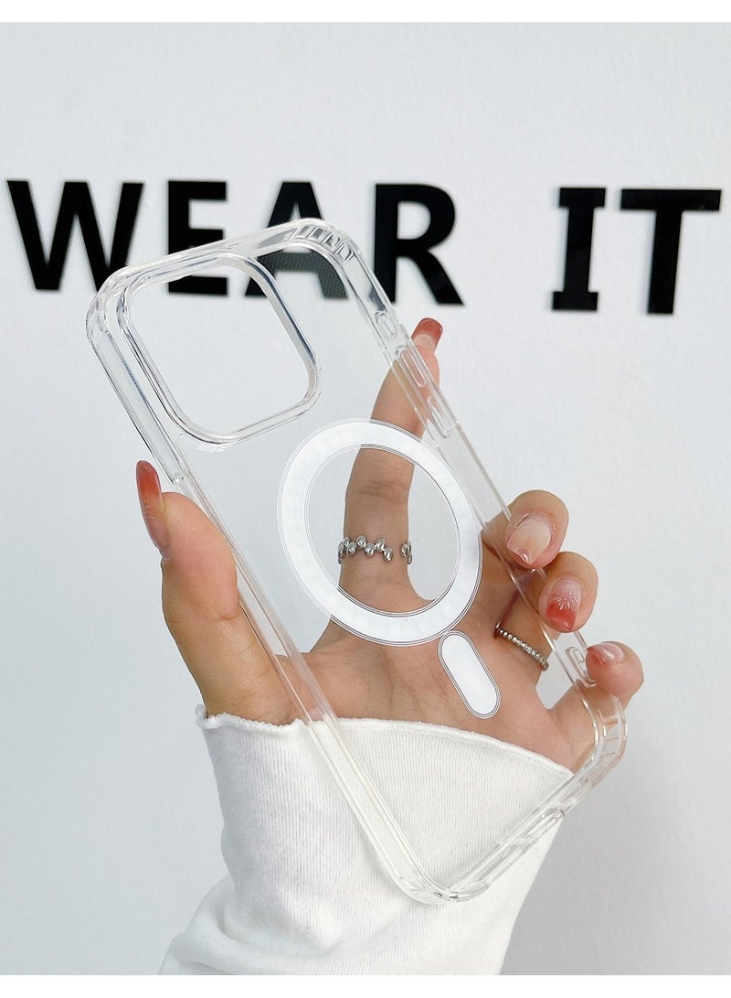 جراب مغناطيسي شفاف مقاوم للصدمات لهاتف iPhone 16 Pro Max - مادة كمبيوتر أكريليك ، مضاد لبصمات الأصابع ، مقاوم للسقوط - Image 2