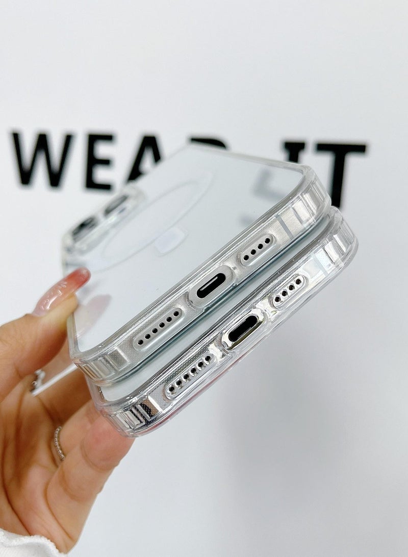 جراب مغناطيسي شفاف مقاوم للصدمات لهاتف iPhone 16 Pro Max - مادة كمبيوتر أكريليك ، مضاد لبصمات الأصابع ، مقاوم للسقوط - Image 3