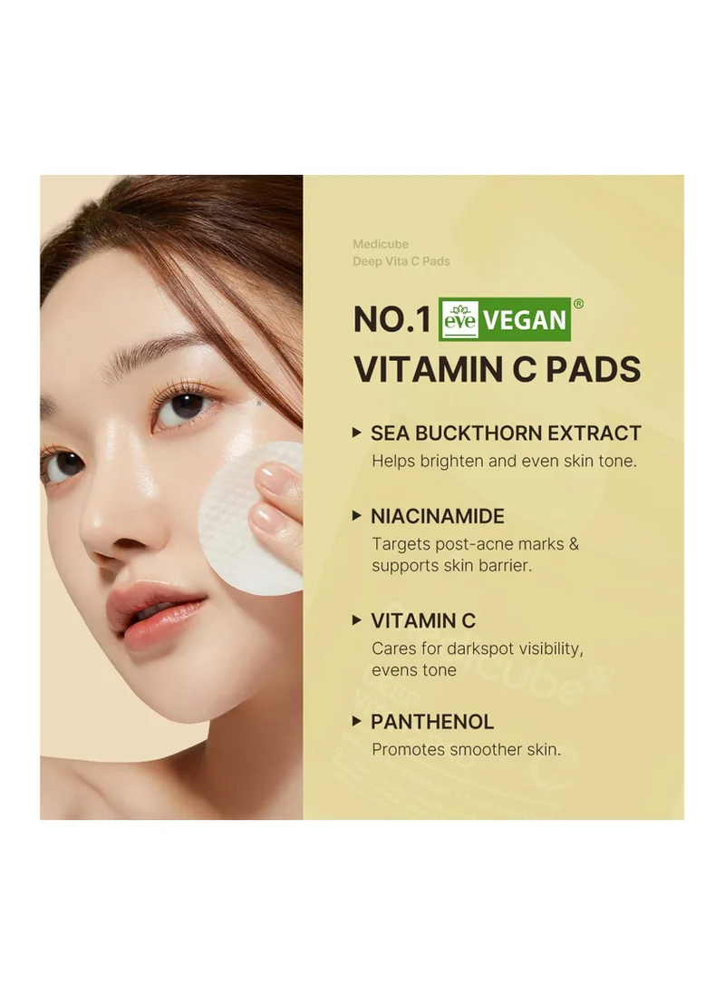 ميديكيوب Medicube Deep Vita C Pad || Wiping care for Dark Spots & Pigmentation concerned areas | Infused with 7-day dark spot ampoule | 500,000PPM of vitamin water & 3 types of vitamin | Korean skincare