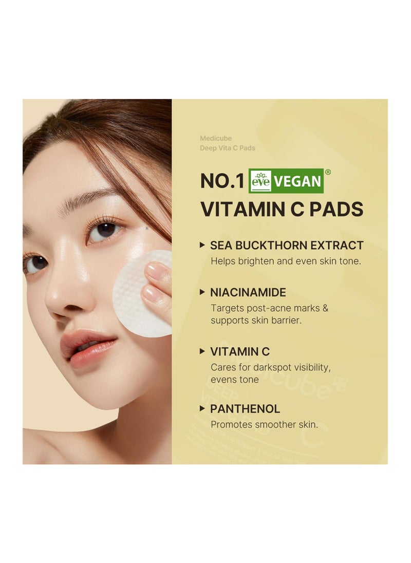 Medicube Medicube Deep Vita C Pad || Wiping care for Dark Spots & Pigmentation concerned areas | Infused with 7-day dark spot ampoule | 500,000PPM of vitamin water & 3 types of vitamin | Korean skincare  - Image 2