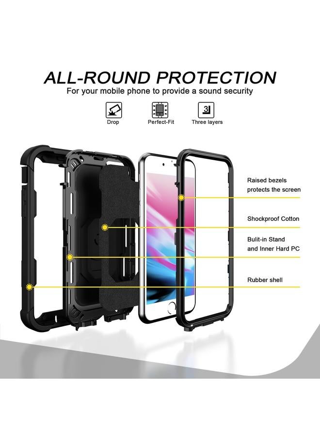 S-TOP Case For iPhone SE 2022 / SE 2020 / 8 / 7 PC + Rubber 3-layers Shockproof Protective Case with Rotating Holder - Image 3