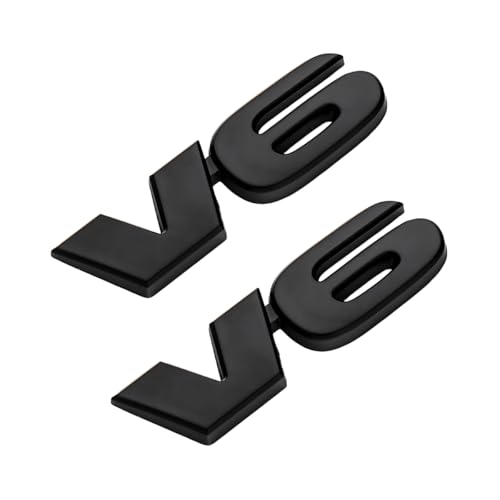 MUQIDA 2 PCS V6 Metal Emblem 3D V6 Nameplate Logo Badge Sticker Car Bumper Decal SelfAdhesive Metal Emblem Sticker Exterior Decor for Vehicle Trunk Tailgate Side Fender Black - Image 1