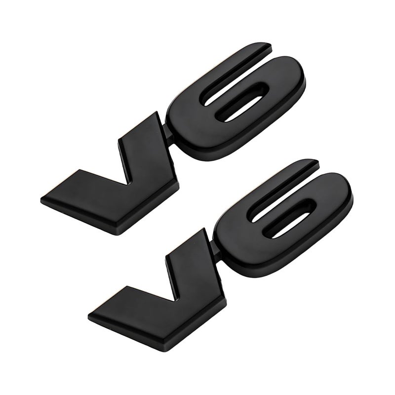MUQIDA 2 PCS V6 Metal Emblem 3D V6 Nameplate Logo Badge Sticker Car Bumper Decal SelfAdhesive Metal Emblem Sticker Exterior Decor for Vehicle Trunk Tailgate Side Fender Black - Image 3