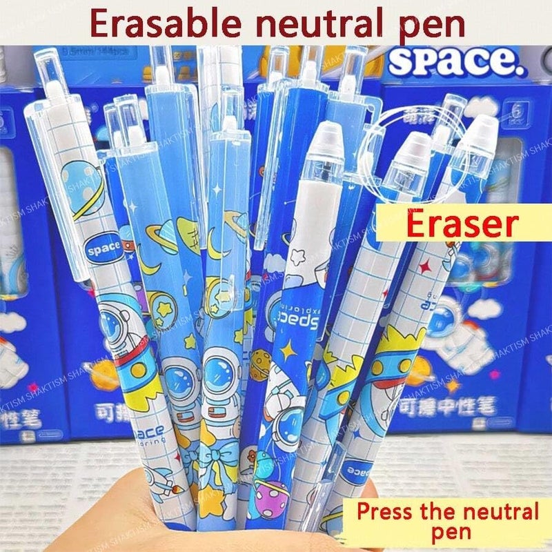 SHAKTISM Erasable Constellation Star Galaxy Printed Zodiac Gel Pens 0.5mm Gel Blue Ink Pen Office School Stationary Supplies, Pack of 12 (Erasable Space Pen 6Pc) - Image 4