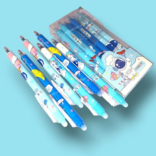SHAKTISM Erasable Constellation Star Galaxy Printed Zodiac Gel Pens 0.5mm Gel Blue Ink Pen Office School Stationary Supplies, Pack of 12 (Erasable Space Pen 6Pc) - Image 1