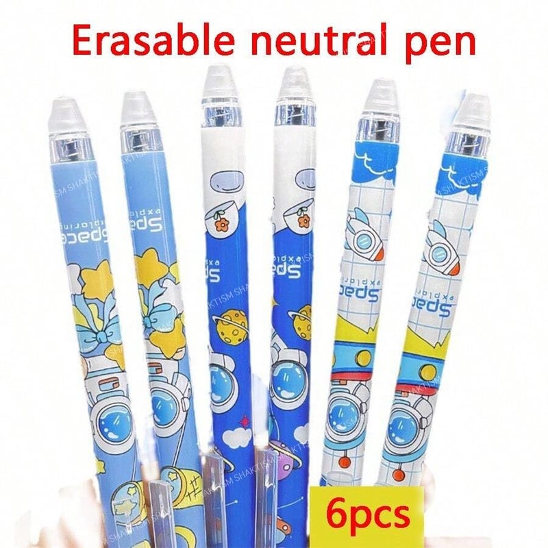 SHAKTISM Erasable Constellation Star Galaxy Printed Zodiac Gel Pens 0.5mm Gel Blue Ink Pen Office School Stationary Supplies, Pack of 12 (Erasable Space Pen 6Pc) - Image 5