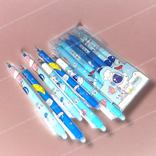 SHAKTISM Erasable Constellation Star Galaxy Printed Zodiac Gel Pens 0.5mm Gel Blue Ink Pen Office School Stationary Supplies, Pack of 12 (Erasable Space Pen 6Pc) - Image 2