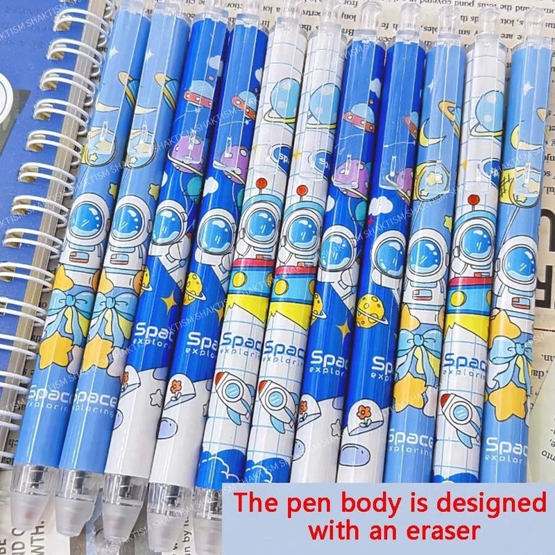 SHAKTISM Erasable Constellation Star Galaxy Printed Zodiac Gel Pens 0.5mm Gel Blue Ink Pen Office School Stationary Supplies, Pack of 12 (Erasable Space Pen 6Pc) - Image 3