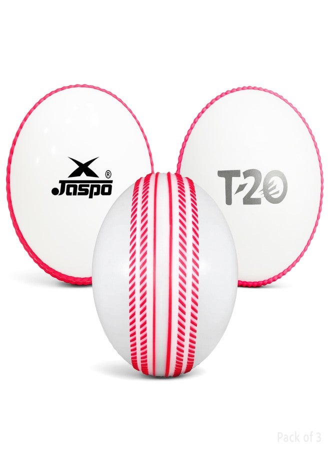 Jaspo T-20 PVC Cricket Ball White (Pack of 3) , Standard Size - Image 1