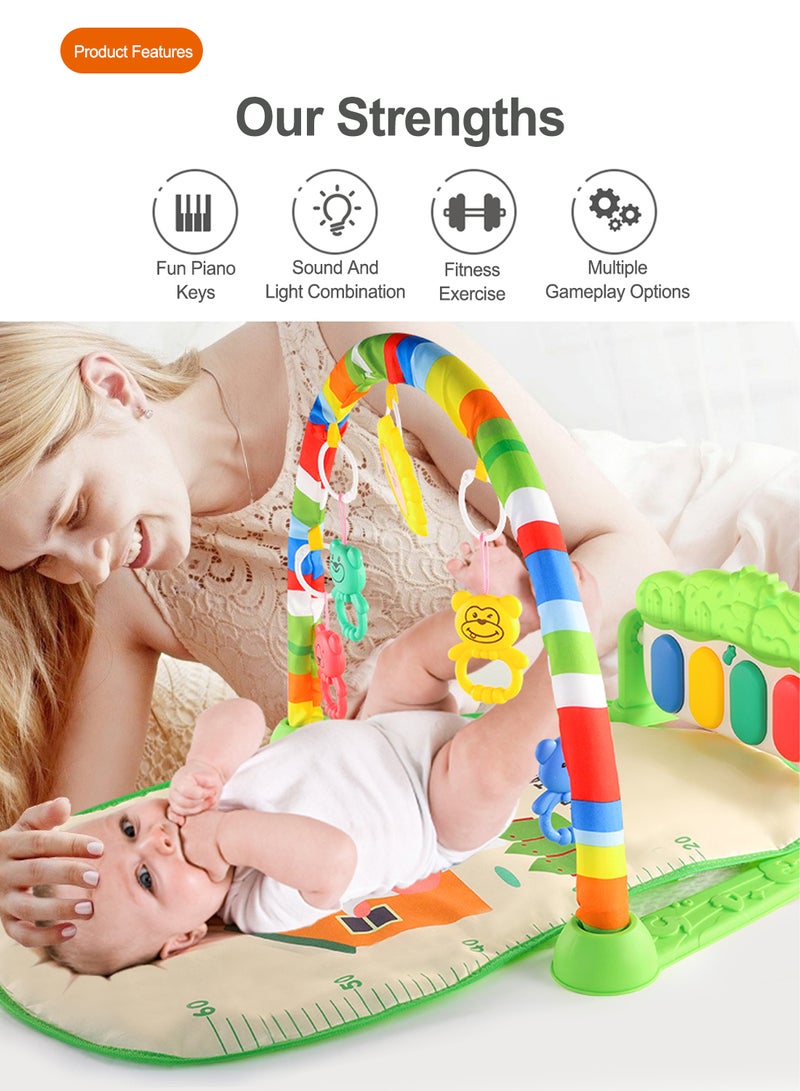 MaBaby Baby Gyms Play Mats Musical Activity Center Baby Piano Gym Mat Tummy Time Padded Mat for Newborn Toddler Infants - Image 2