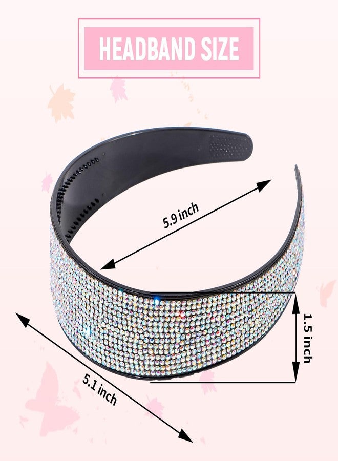 Ondder AB Rhinestone Headband, Wide Shiny Head Band with Sparkle Crystal, Fancy Formal Head Band, Glitter Dressy Fashion Hair Accessories for Women and Girls, One Size Fits All, For All Occasions - Image 2