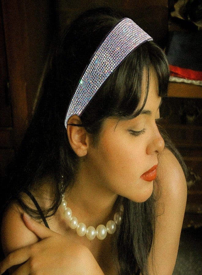 Ondder AB Rhinestone Headband, Wide Shiny Head Band with Sparkle Crystal, Fancy Formal Head Band, Glitter Dressy Fashion Hair Accessories for Women and Girls, One Size Fits All, For All Occasions - Image 3
