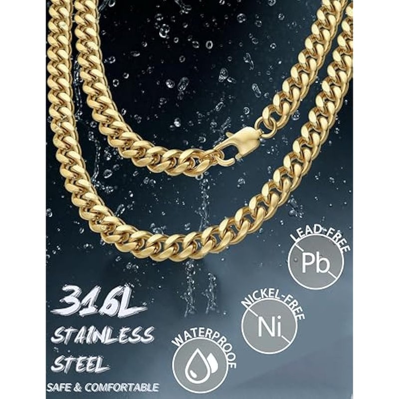 3.5mm Cuban Link Chain Necklace for Mens Women Gold Tone Chains for Men - Image 2