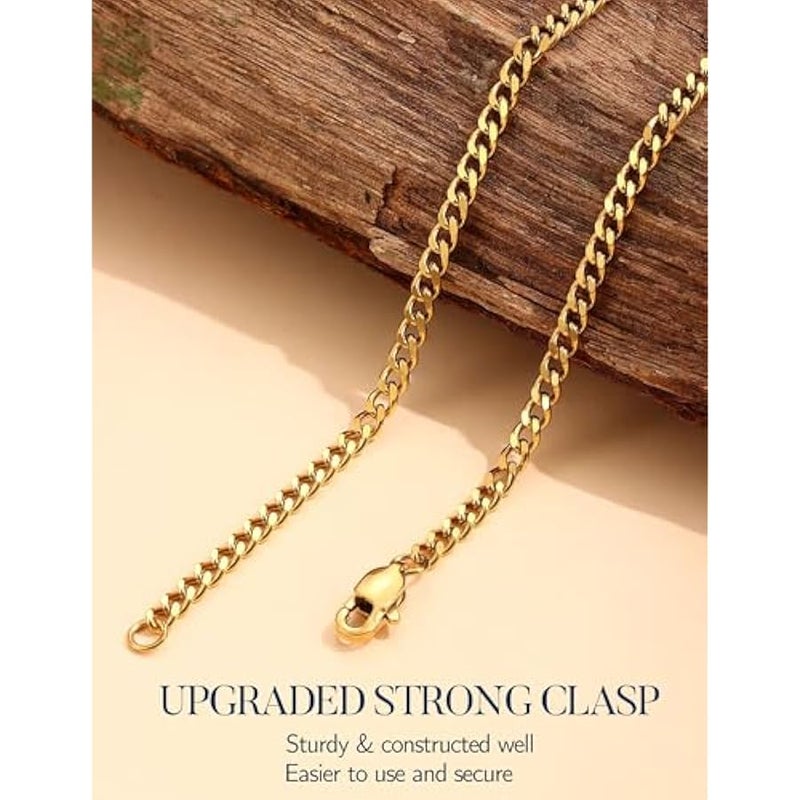 3.5mm Cuban Link Chain Necklace for Mens Women Gold Tone Chains for Men - Image 5