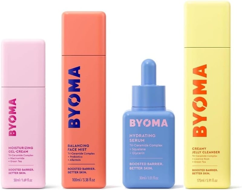 BYOMA Back to Basics Routine Moisturising Gel Cream 50ml Creamy Jelly Cleanser 175ml Hydrating Serum 30ml and Balancing Face Mist 100ml Barrier Repair for All Skin Types