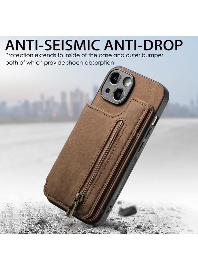 زبون جراب خلفي بسحاب من الجلد بتصميم كلاسيكي لهاتف iPhone 11 - Image 3