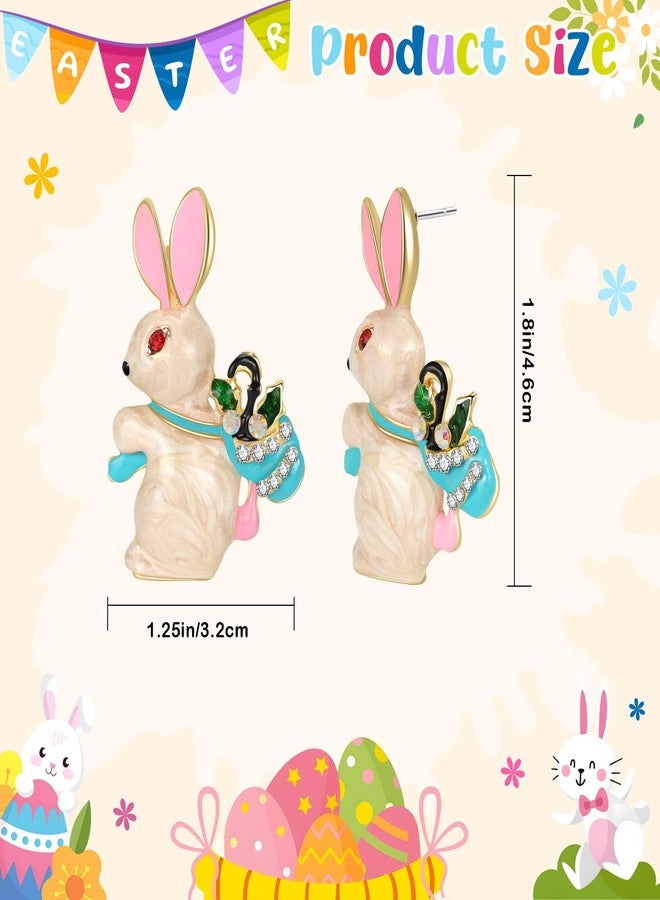 Joyline Easter Bunny Earrings for Women - Cute Rabbit Crystal Alloy Enamel Drop Jewelry Festive Easter/Birthday Gifts for Her - Image 2