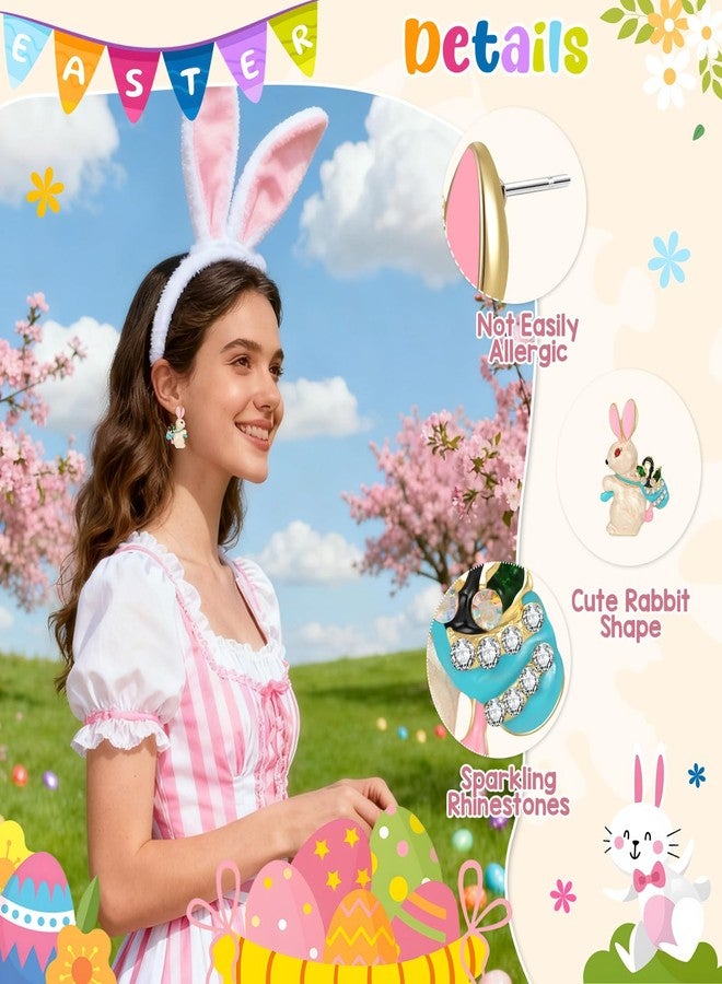 Joyline Easter Bunny Earrings for Women - Cute Rabbit Crystal Alloy Enamel Drop Jewelry Festive Easter/Birthday Gifts for Her - Image 3
