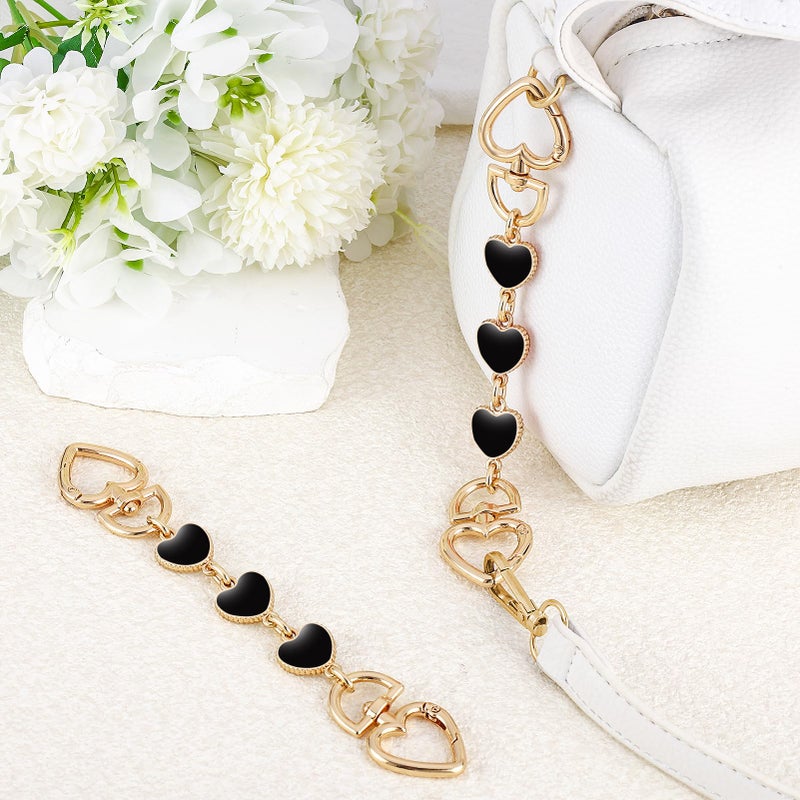 Tmtains 2Pcs Purse Extender Chain Gold Bag Extender Chain Hearts Purse Strap Extender Black Purse Strap Replacement Purse Accessories Bag Charms For Handbags Cross Body Bag Diy Purse Making Supplies - Image 5