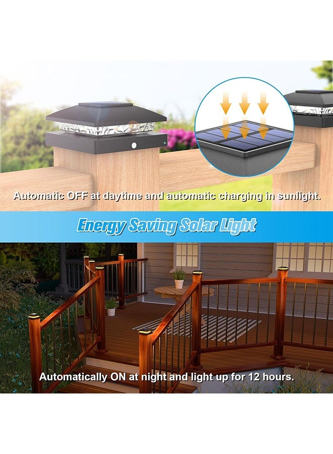 YelaJoy 4x4 Solar Cap Light 6pack, Outdoor Solar Fence - Post Lights for Wooden/Vinyl Posts, Black Deck Light Solar Powered, Warm White for Garden/Paatio/Porch - Image 4