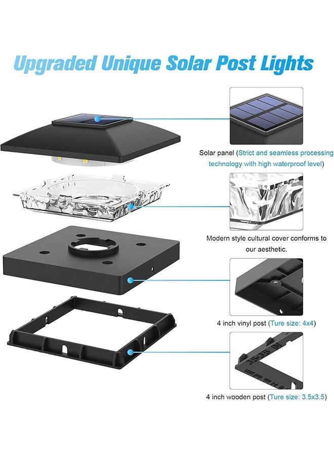 YelaJoy 4x4 Solar Cap Light 6pack, Outdoor Solar Fence - Post Lights for Wooden/Vinyl Posts, Black Deck Light Solar Powered, Warm White for Garden/Paatio/Porch - Image 3