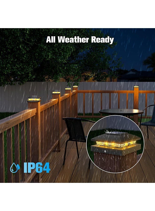 YelaJoy 4x4 Solar Cap Light 6pack, Outdoor Solar Fence - Post Lights for Wooden/Vinyl Posts, Black Deck Light Solar Powered, Warm White for Garden/Paatio/Porch - Image 5