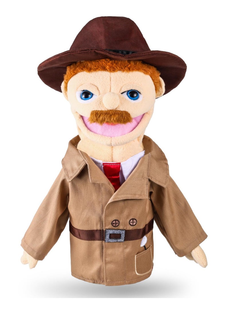 Excefore Role Play Hand Puppets, Hand Plush, Chef Doctor Fireman Pirate Detective Athlete Nurse Worker Hand Puppet Toys Puppets for Kids Storytelling Imaginative Pretend Play Teaching Preschool(Detective)  - Image 1