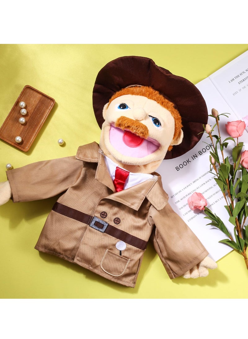 Excefore Role Play Hand Puppets, Hand Plush, Chef Doctor Fireman Pirate Detective Athlete Nurse Worker Hand Puppet Toys Puppets for Kids Storytelling Imaginative Pretend Play Teaching Preschool(Detective)  - Image 3